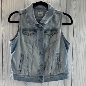 Y2K Old Navy Denim Blue Jean Vest Casual Women's M Light Wash Pockets